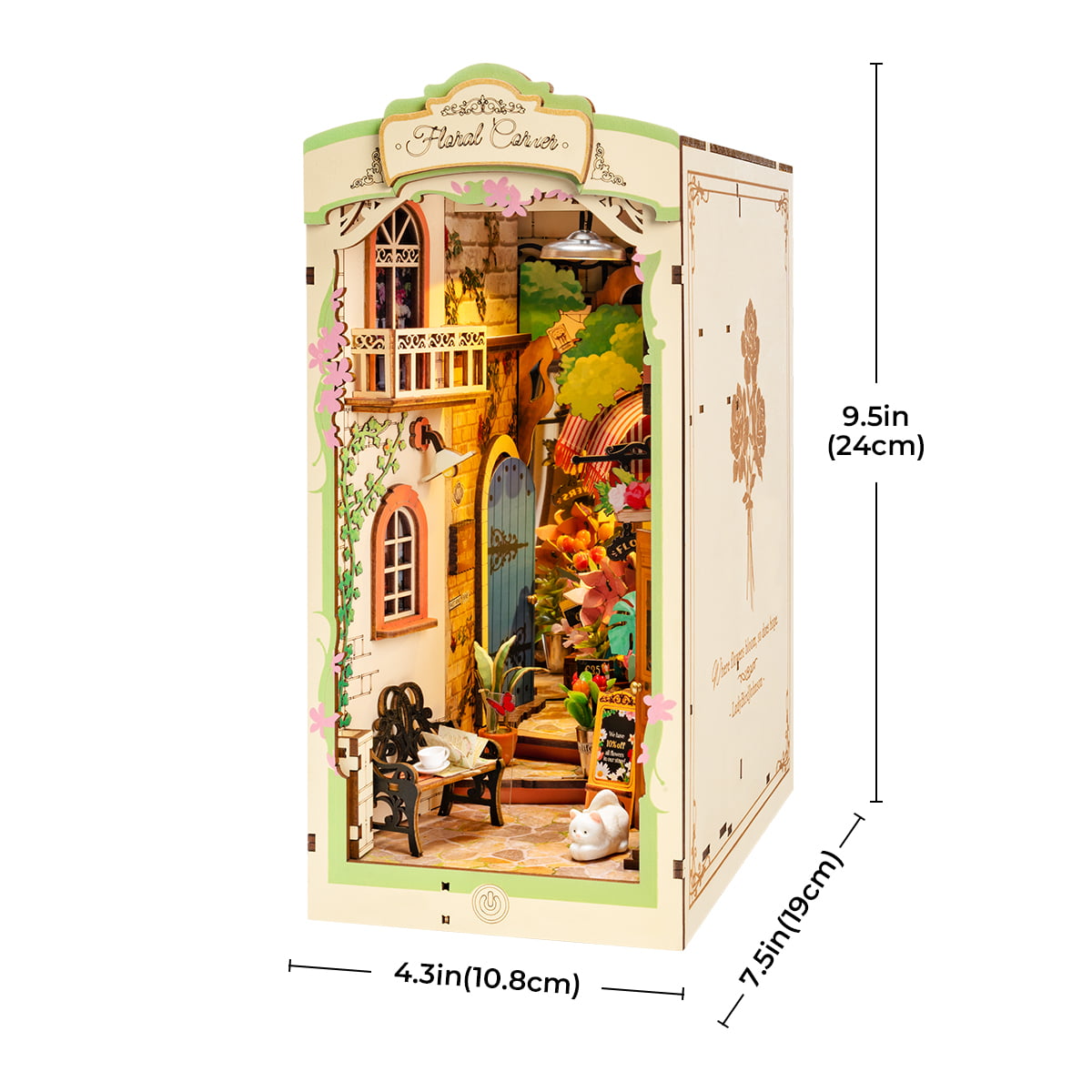 Floral Corner DIY Book Nook Shelf Insert