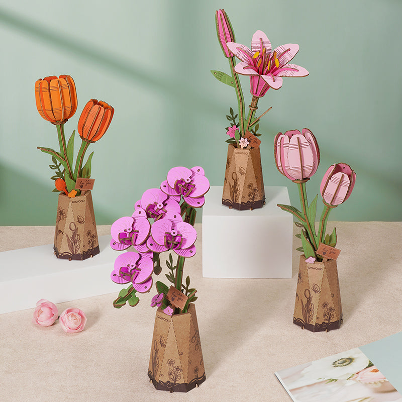 Pink Tulip DIY Flower 3D Puzzle
