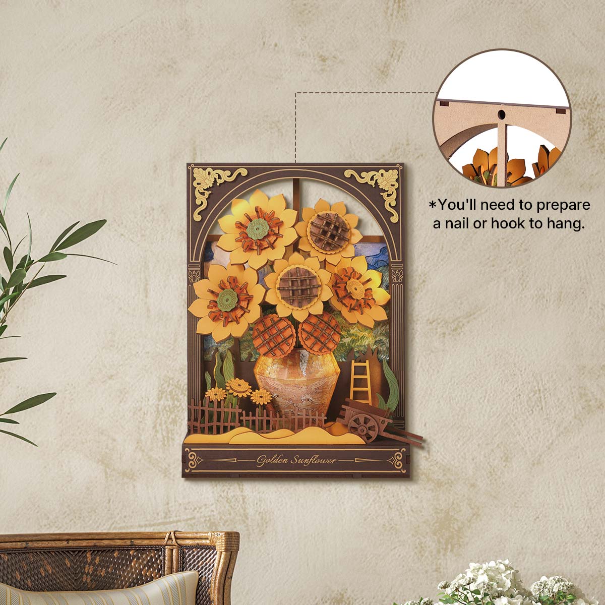Golden Sunflower Wall Art 3D Puzzle