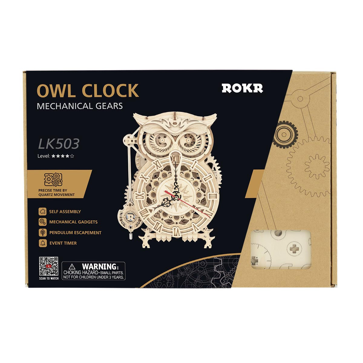 Owl Clock Mechanical Gears 3D Puzzle