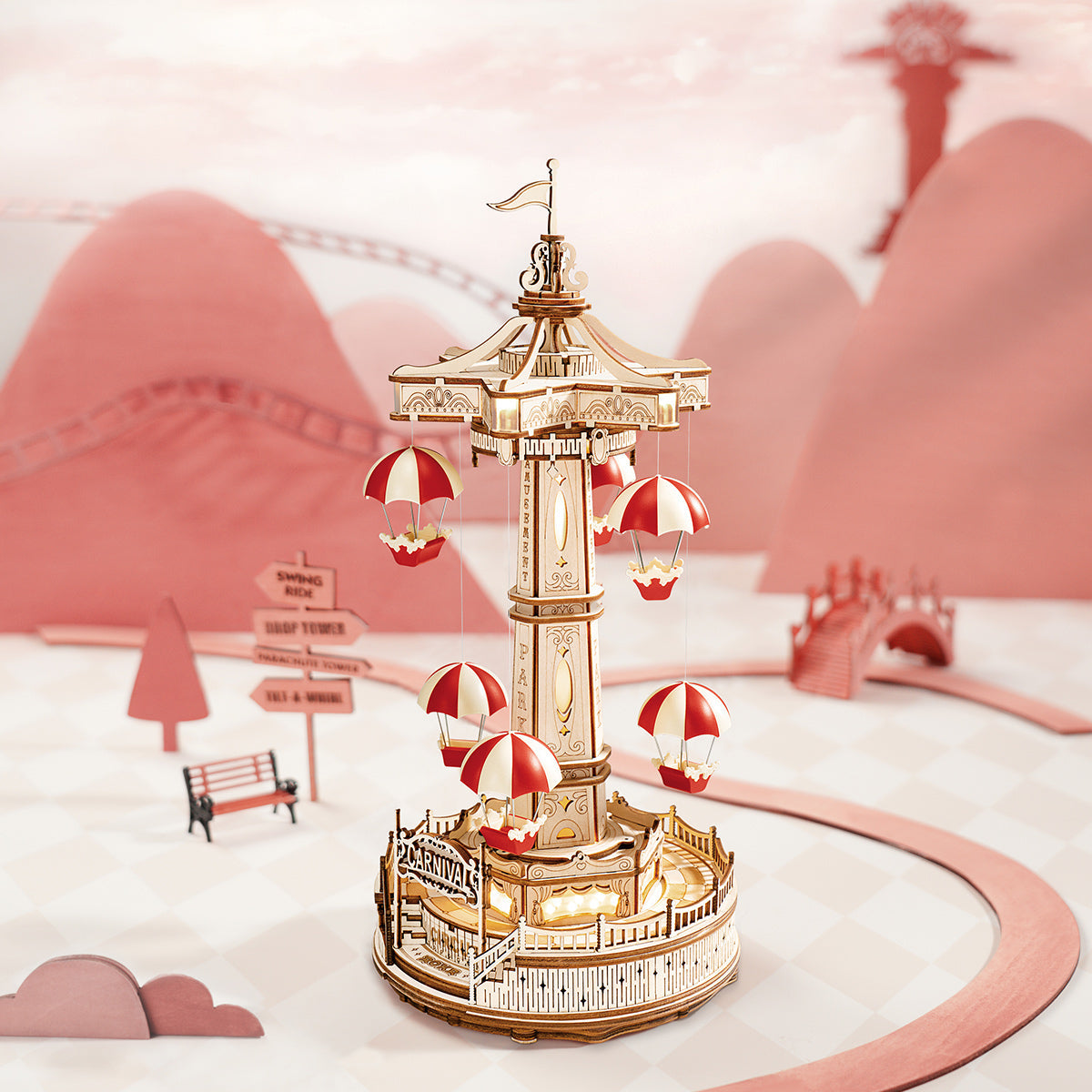 Parachute Tower DIY Music Box 3D Puzzle