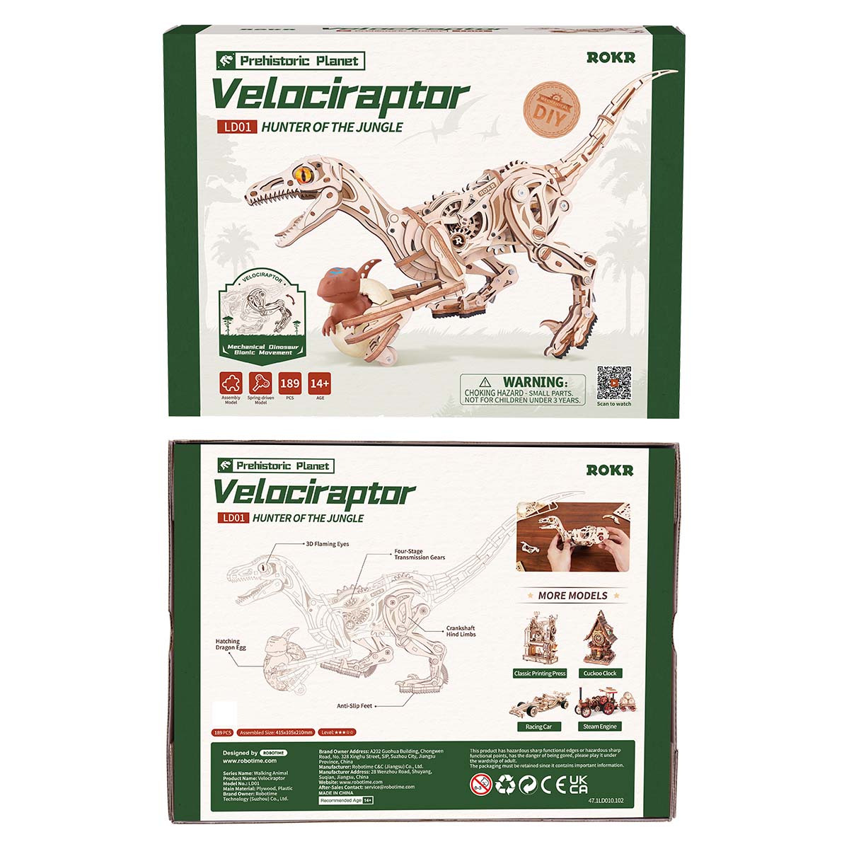 Velociraptor Mechanical 3D Puzzle