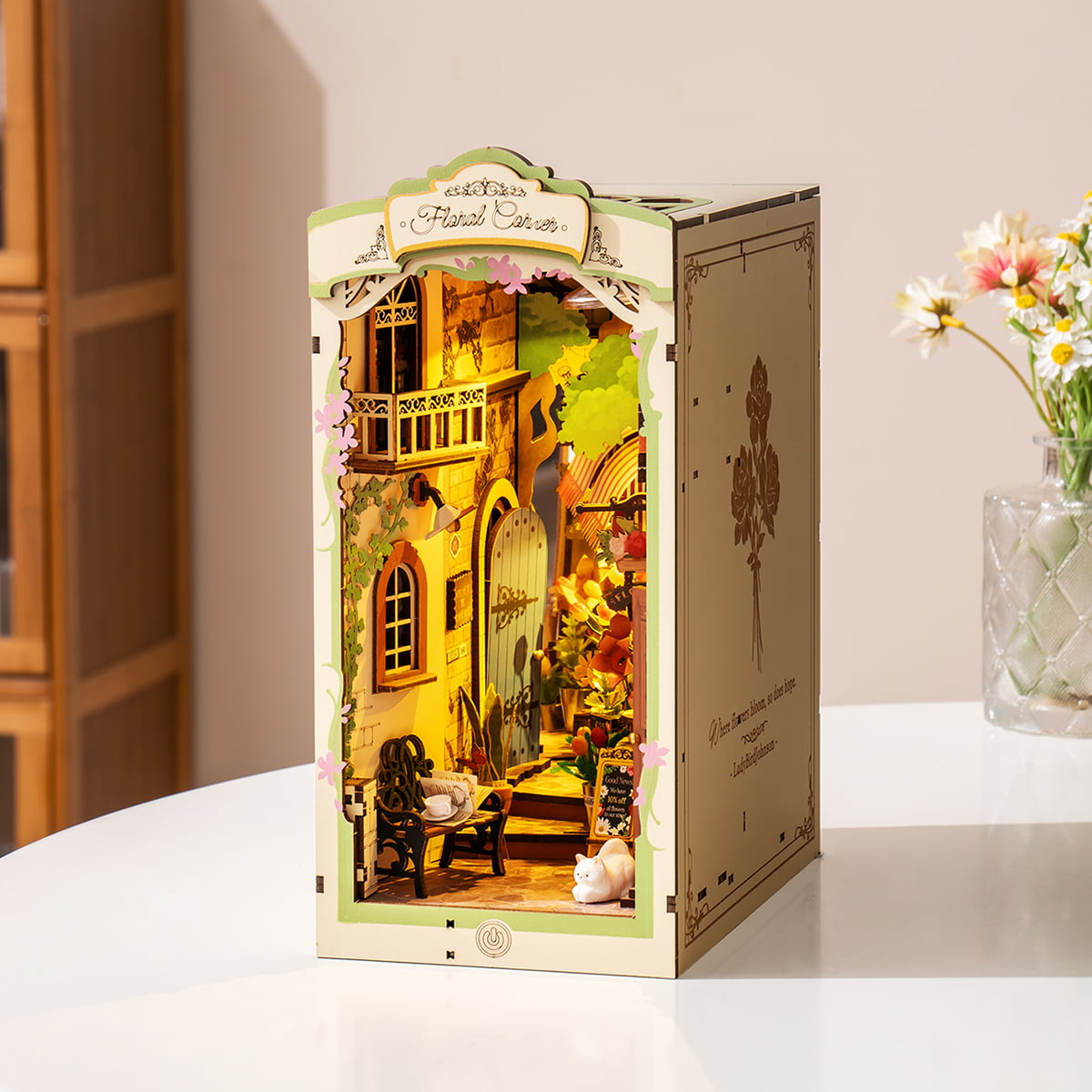 Floral Corner DIY Book Nook Shelf Insert