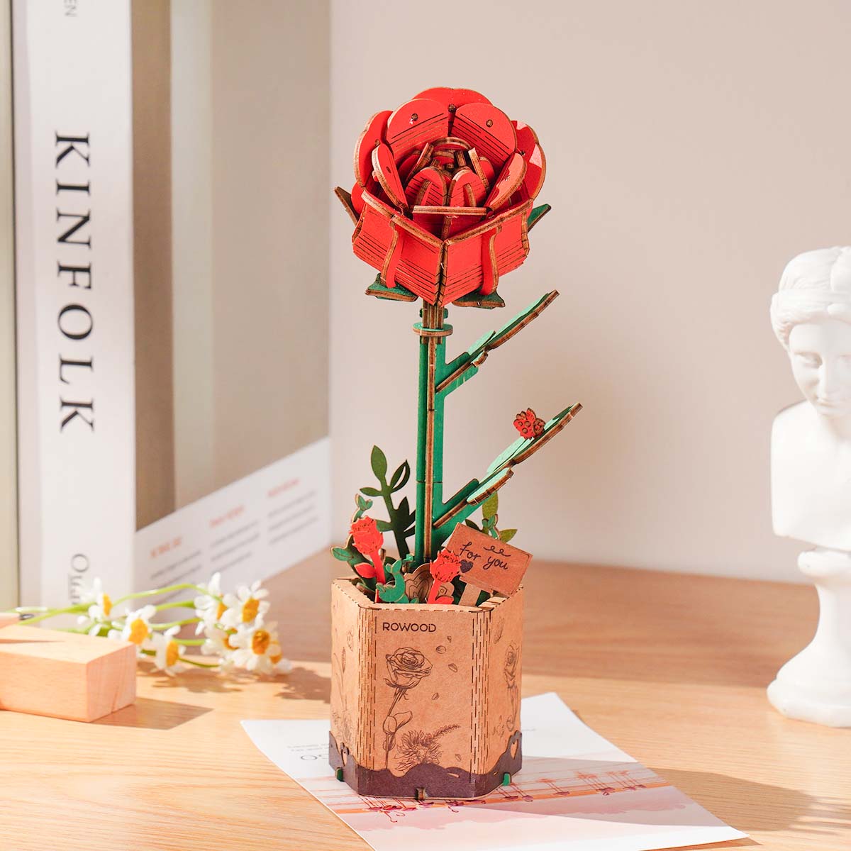 Red Rose DIY Flower 3D Puzzle