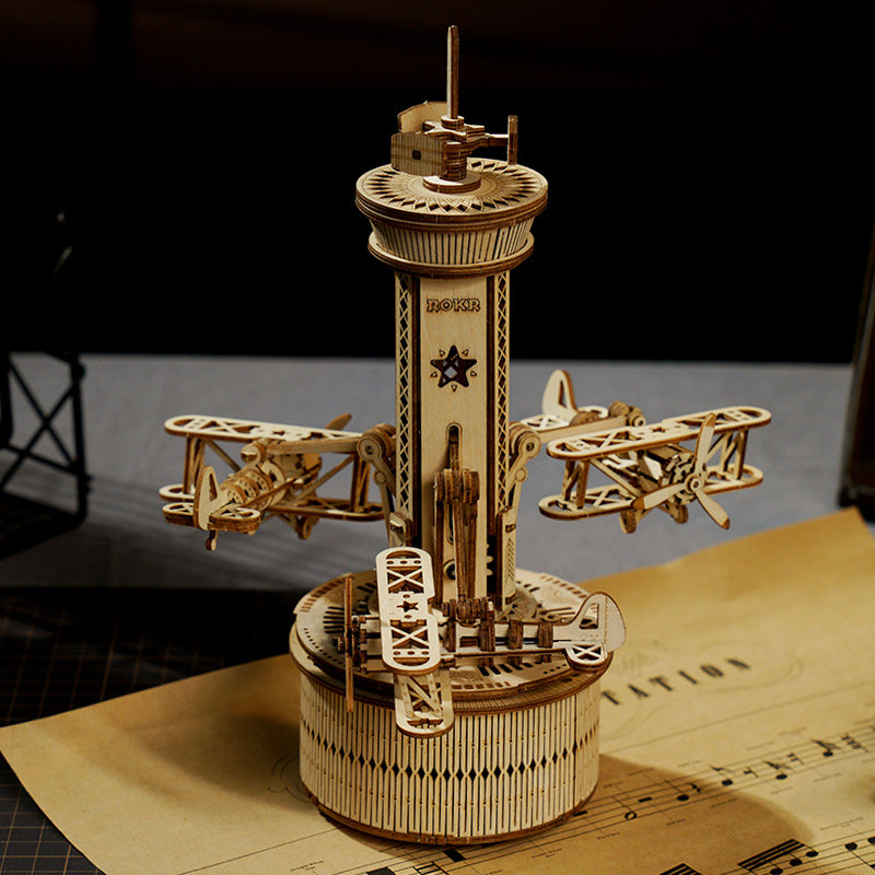 Airplane Control Tower Mechanical Music Box