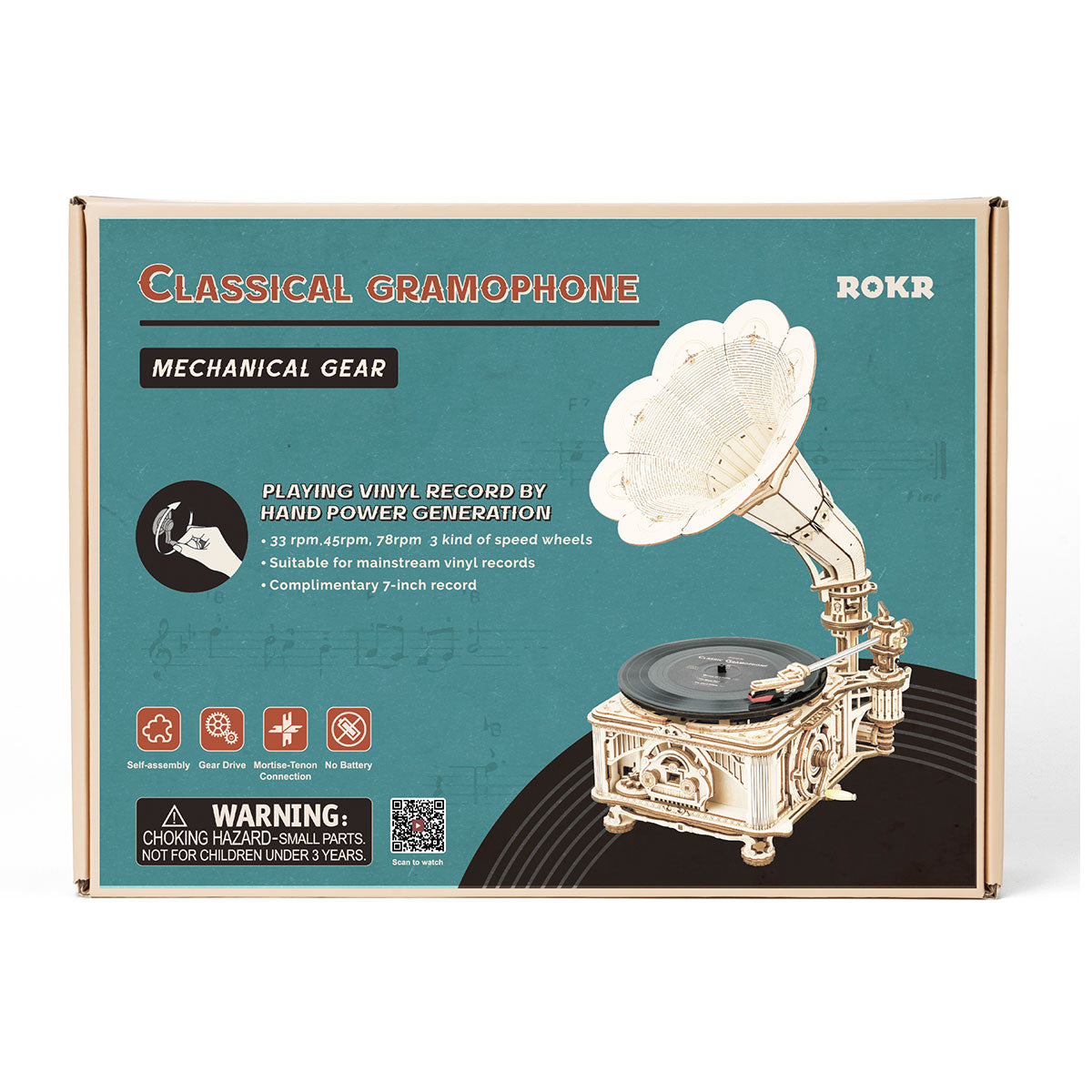 Crank Classic Gramophone 3D Puzzle (Hand Rotating)