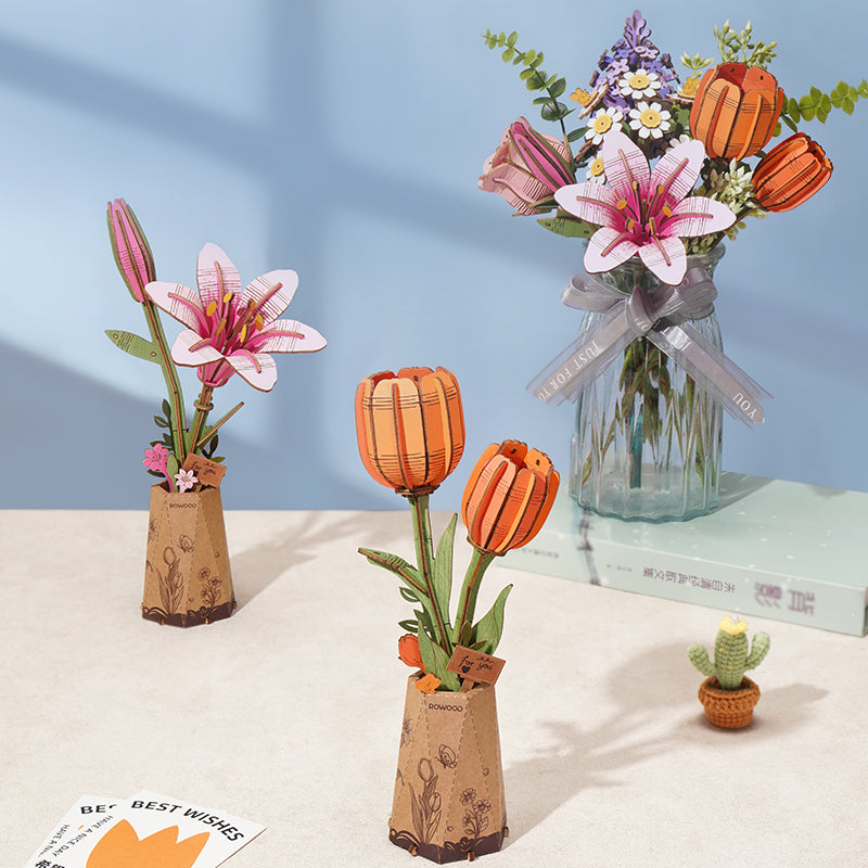 Orange Tulip DIY Flower 3D Puzzle