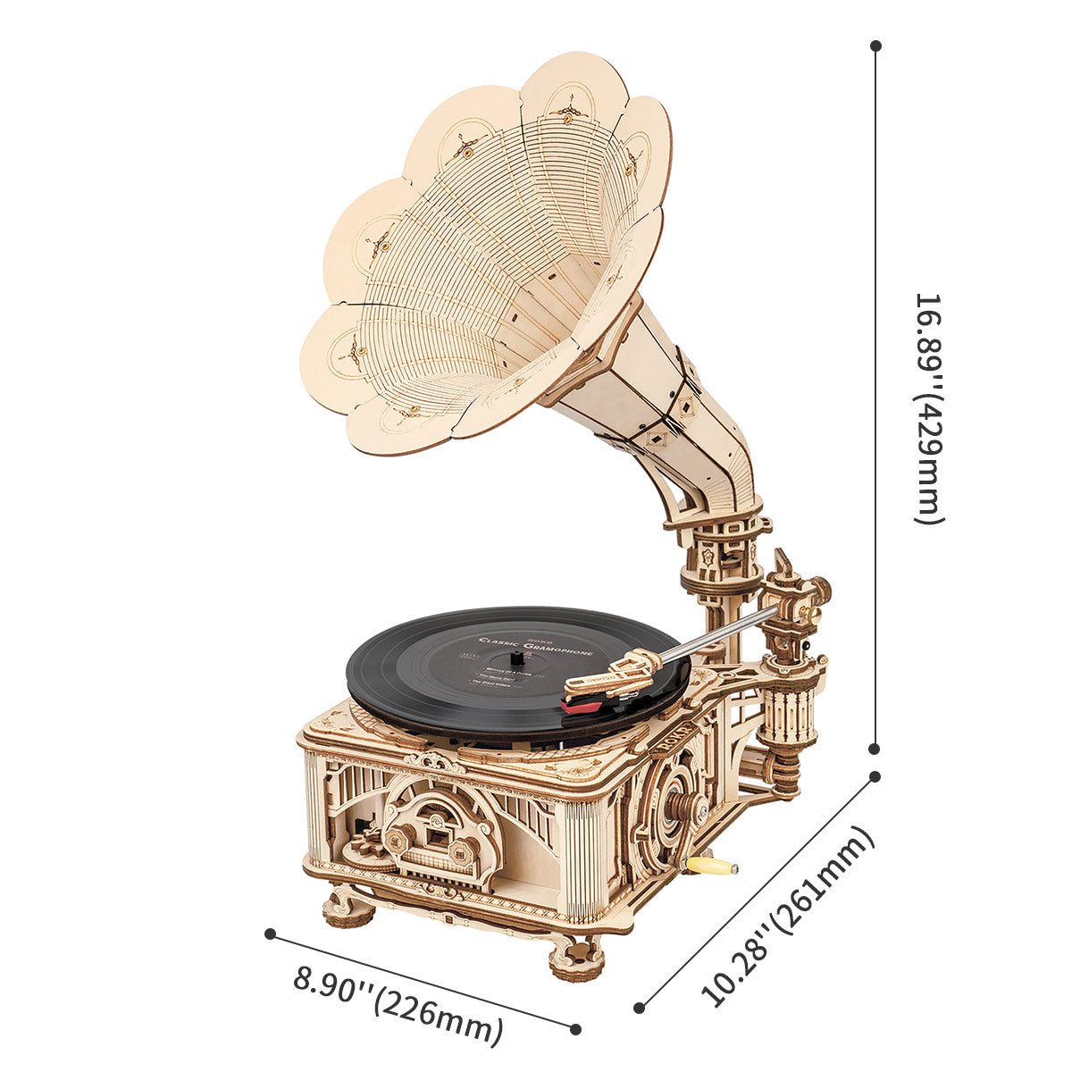 Crank Classic Gramophone 3D Puzzle (Hand Rotating)