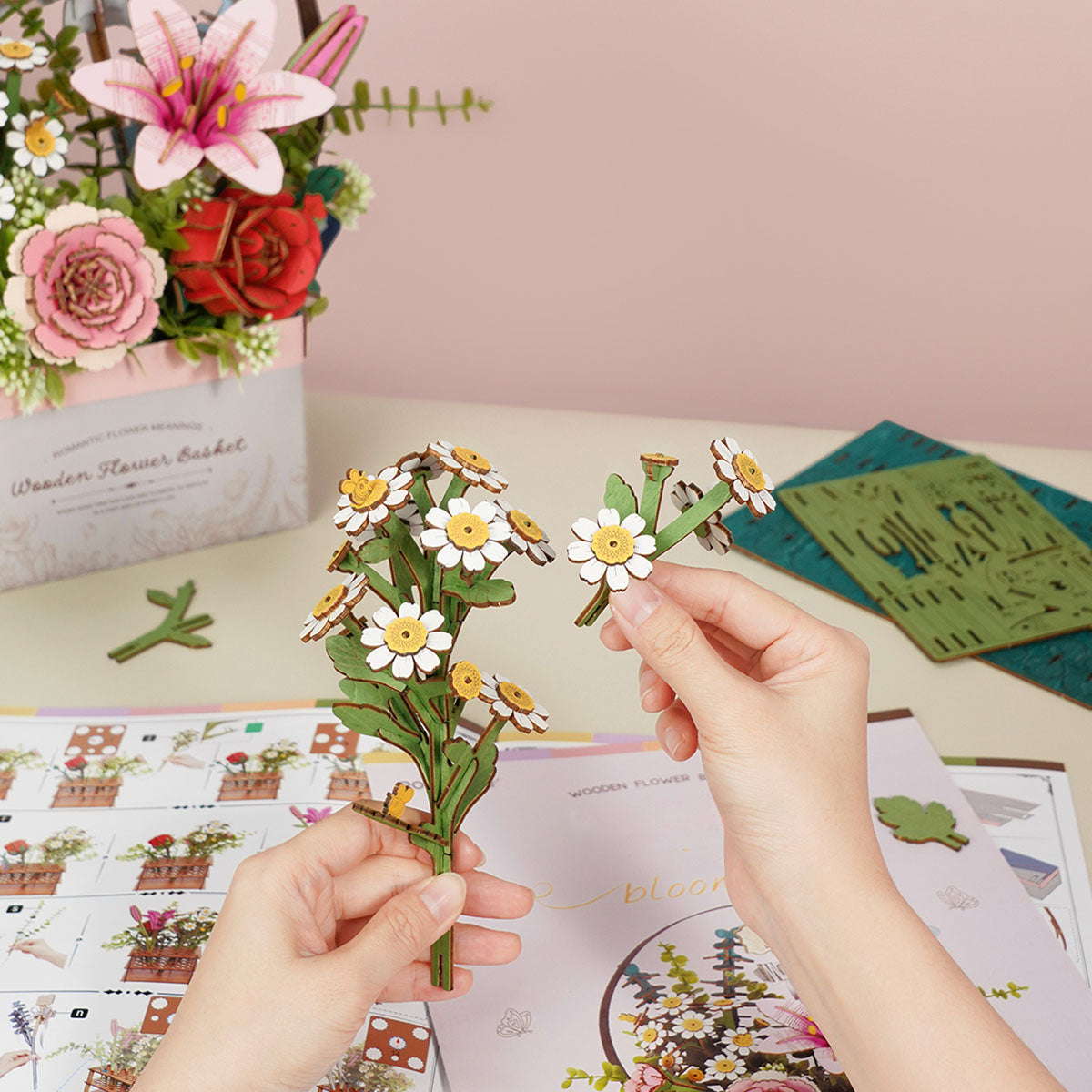 Wooden Flower Basket DIY 3D Puzzle