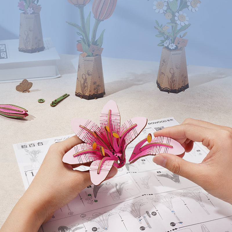 Pink Lily DIY Flower 3D Puzzle
