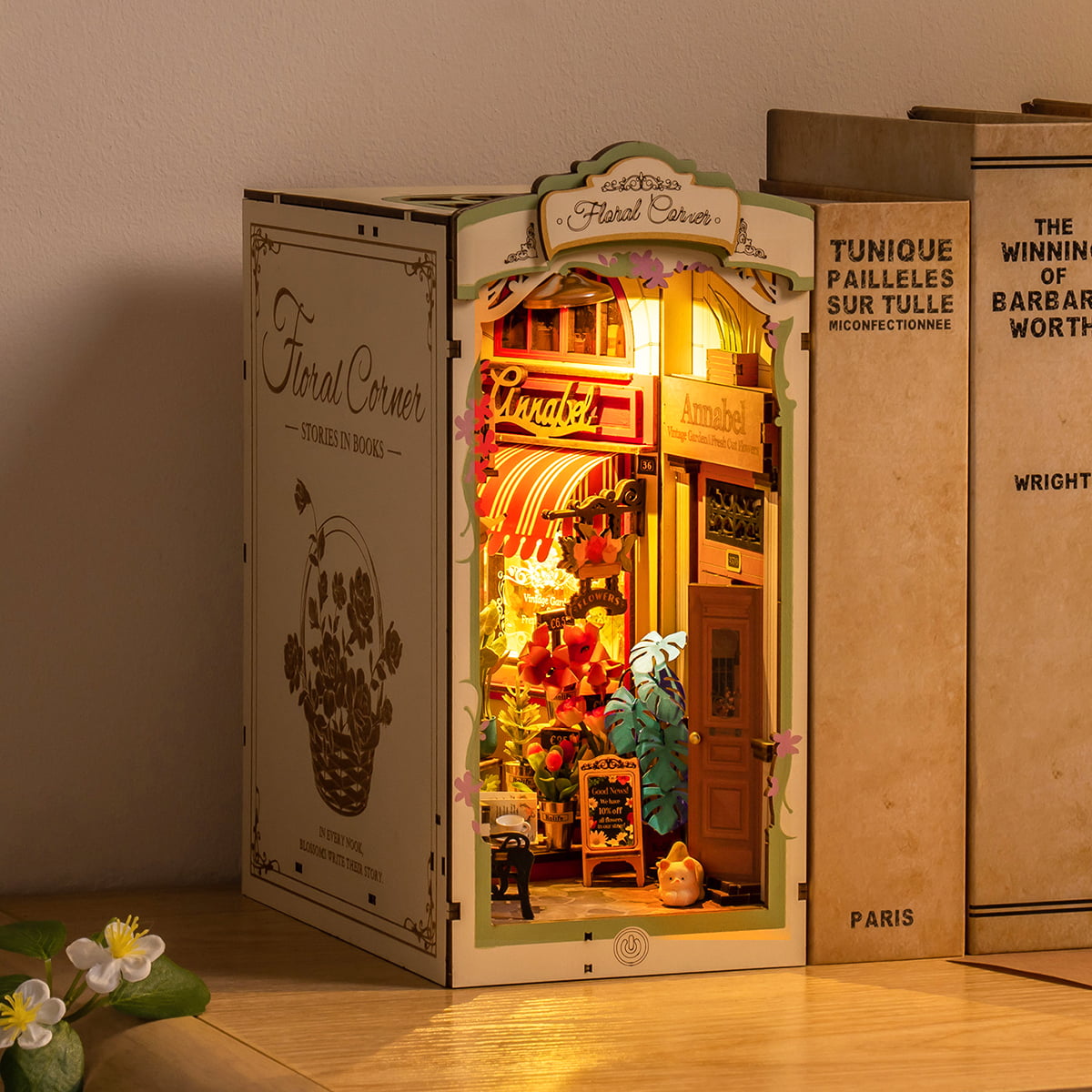 Floral Corner DIY Book Nook Shelf Insert