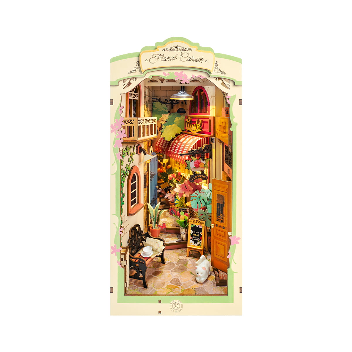 Floral Corner DIY Book Nook Shelf Insert