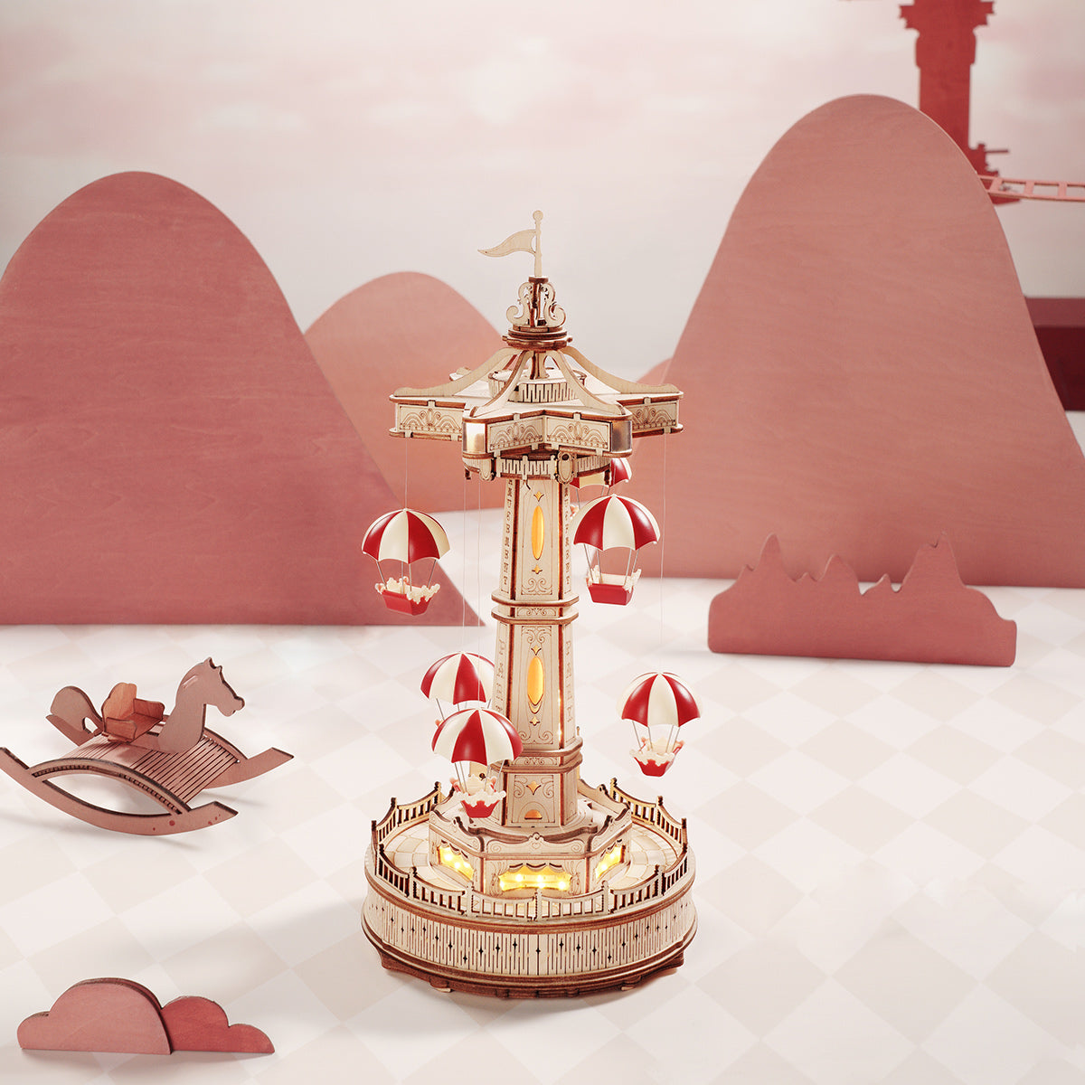 Parachute Tower DIY Music Box 3D Puzzle