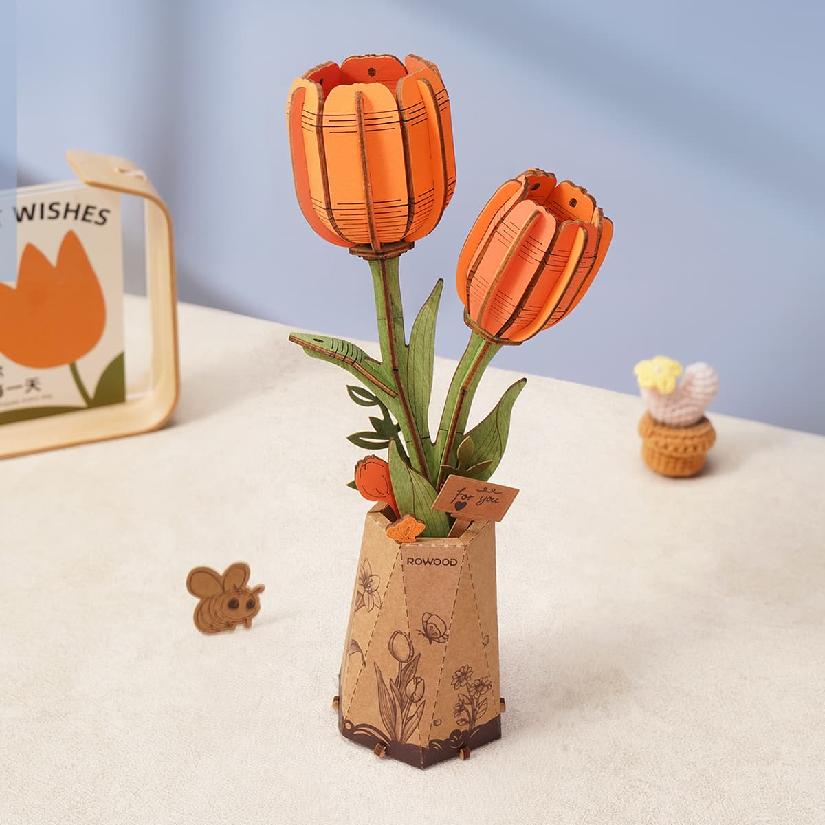 Orange Tulip DIY Flower 3D Puzzle