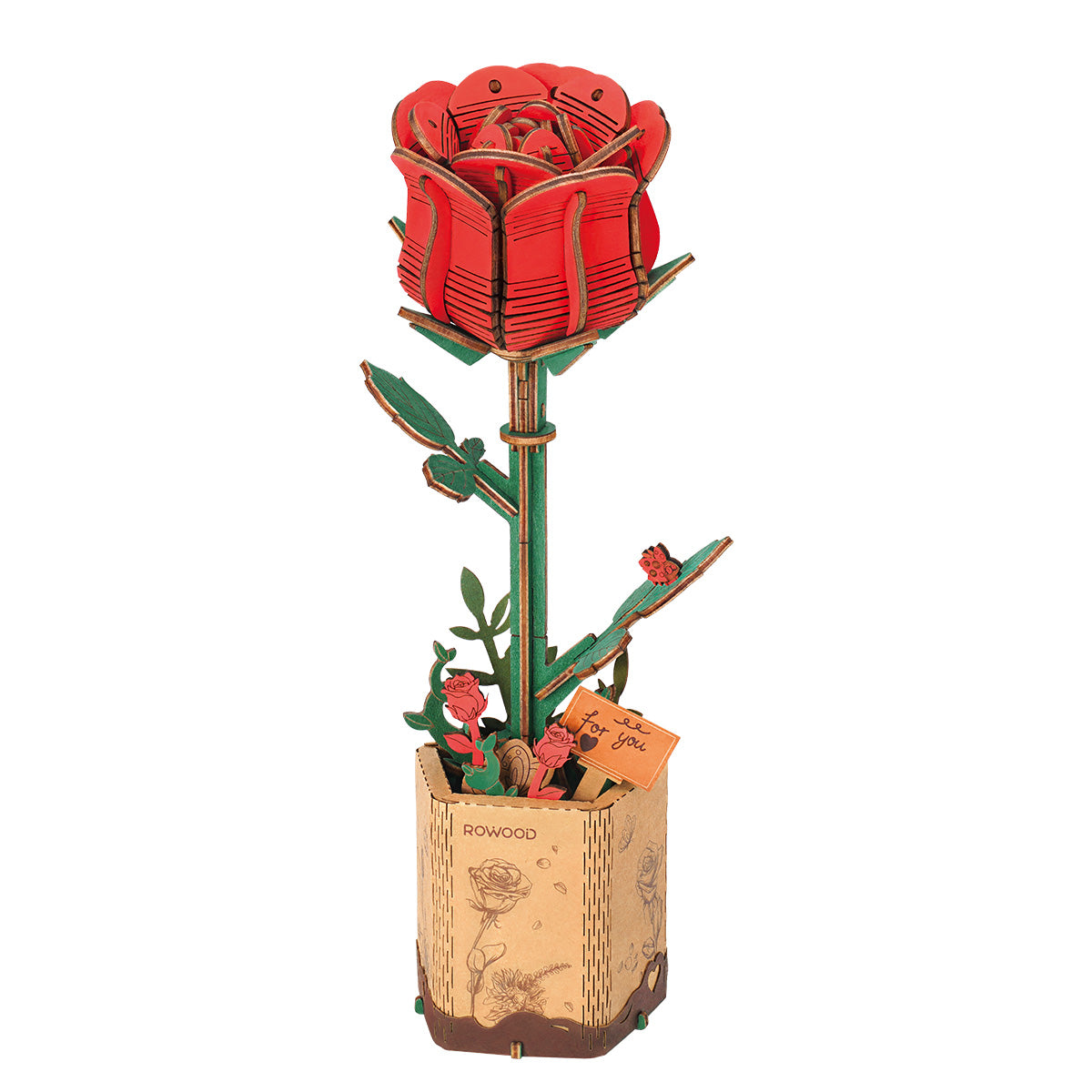 Red Rose DIY Flower 3D Puzzle