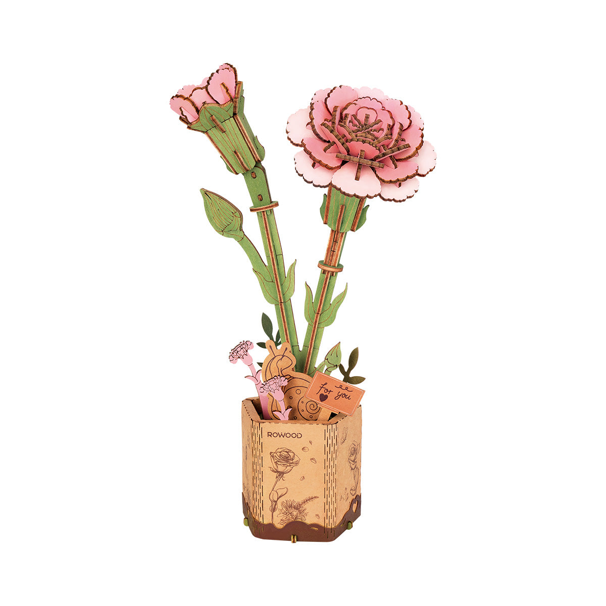 Pink Carnation DIY Flower 3D Puzzle