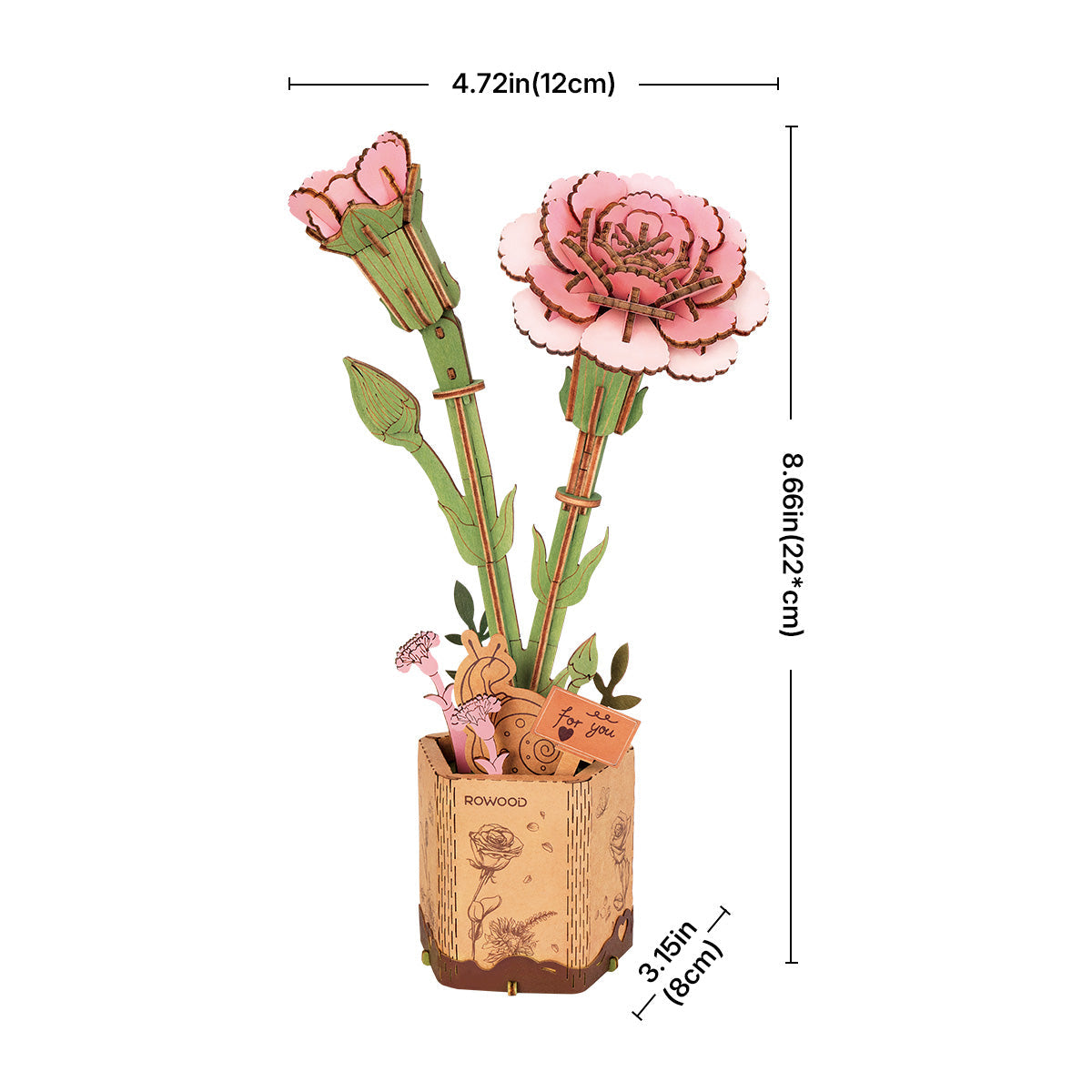 Pink Carnation DIY Flower 3D Puzzle