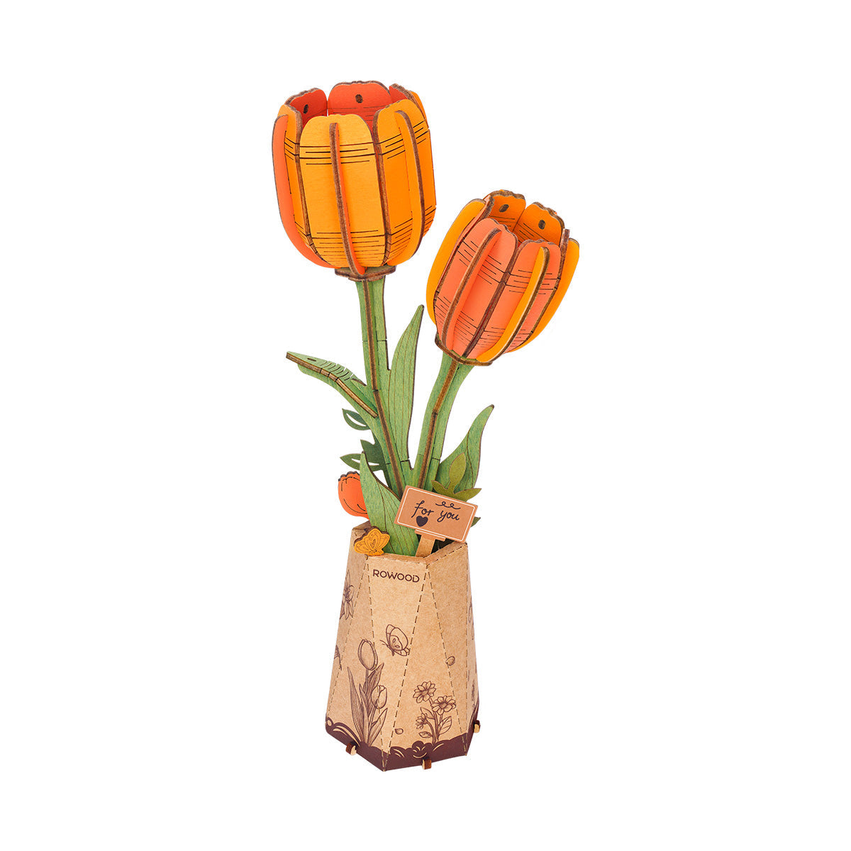 Orange Tulip DIY Flower 3D Puzzle