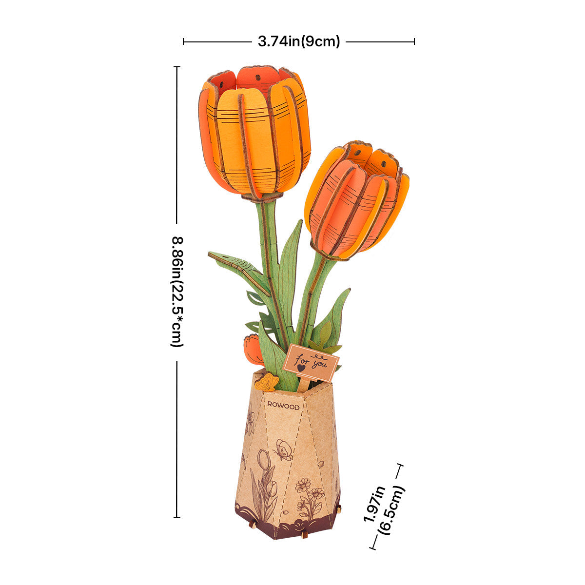Orange Tulip DIY Flower 3D Puzzle