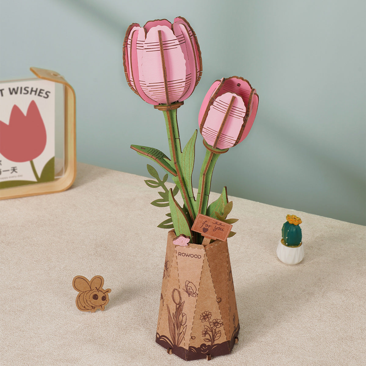 Pink Tulip DIY Flower 3D Puzzle