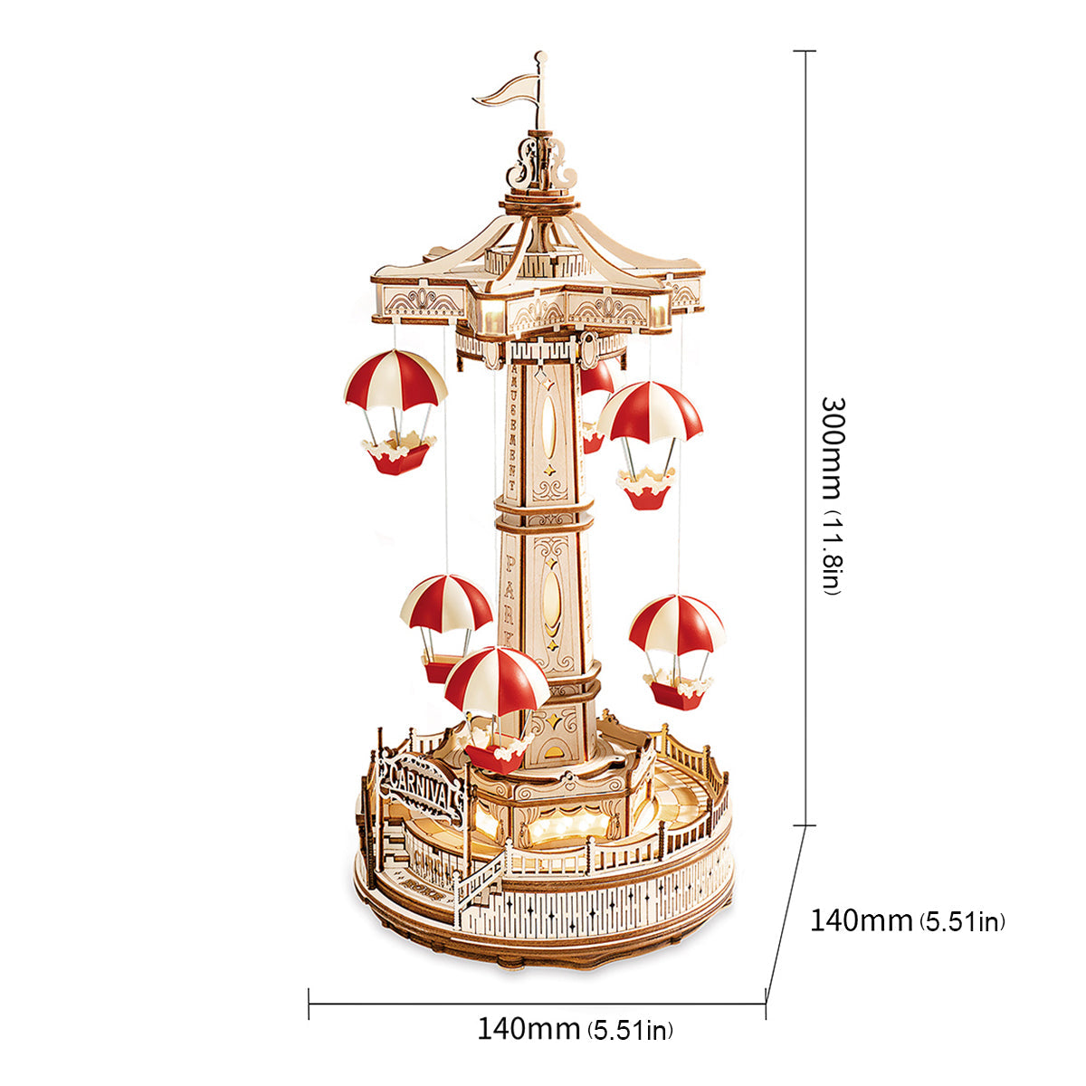Parachute Tower DIY Music Box 3D Puzzle