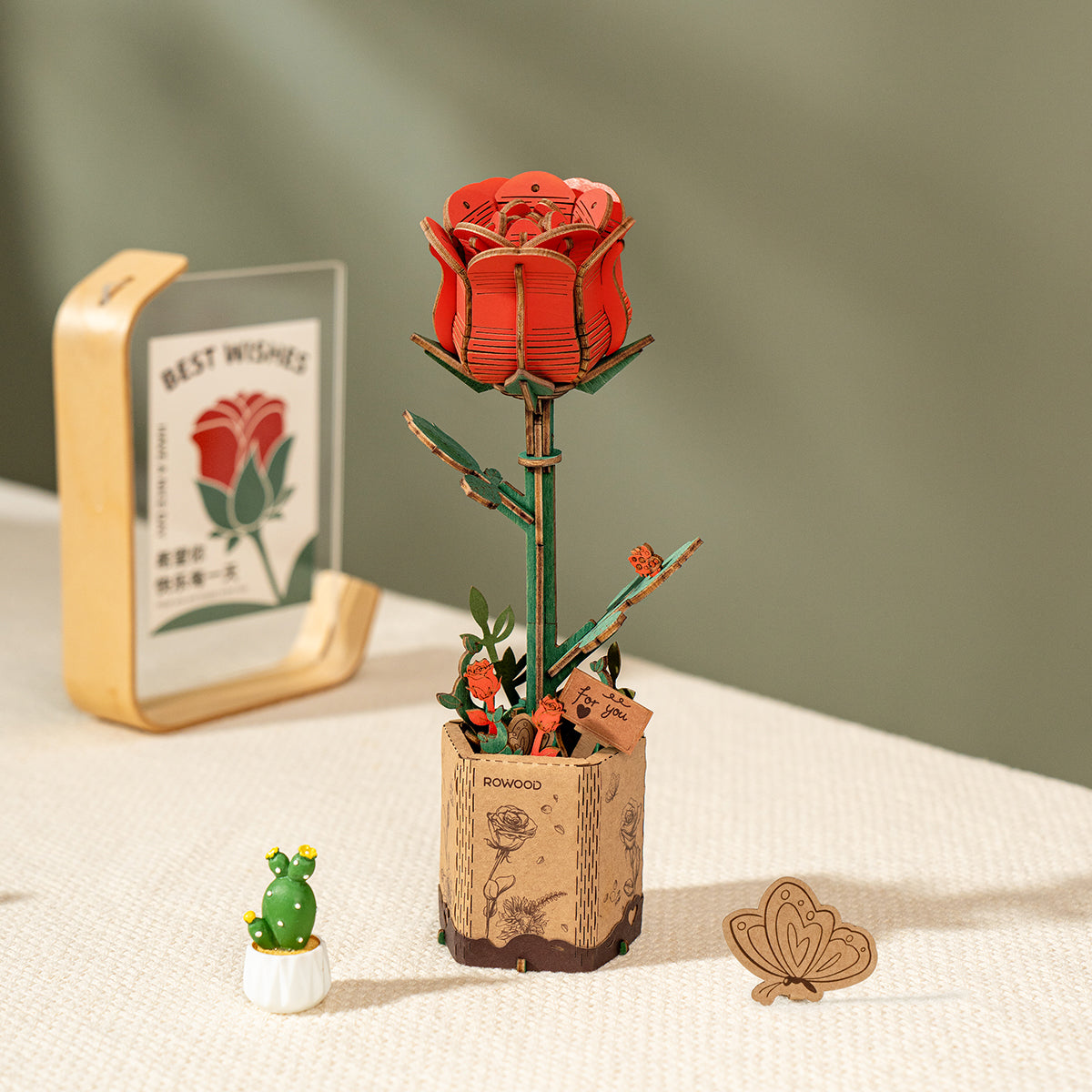 Red Rose DIY Flower 3D Puzzle