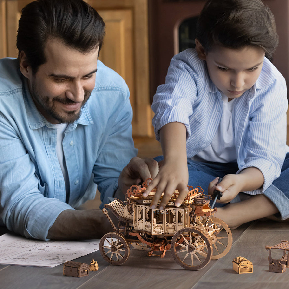 Stagecoach Mechanical Music Box 3D Puzzle