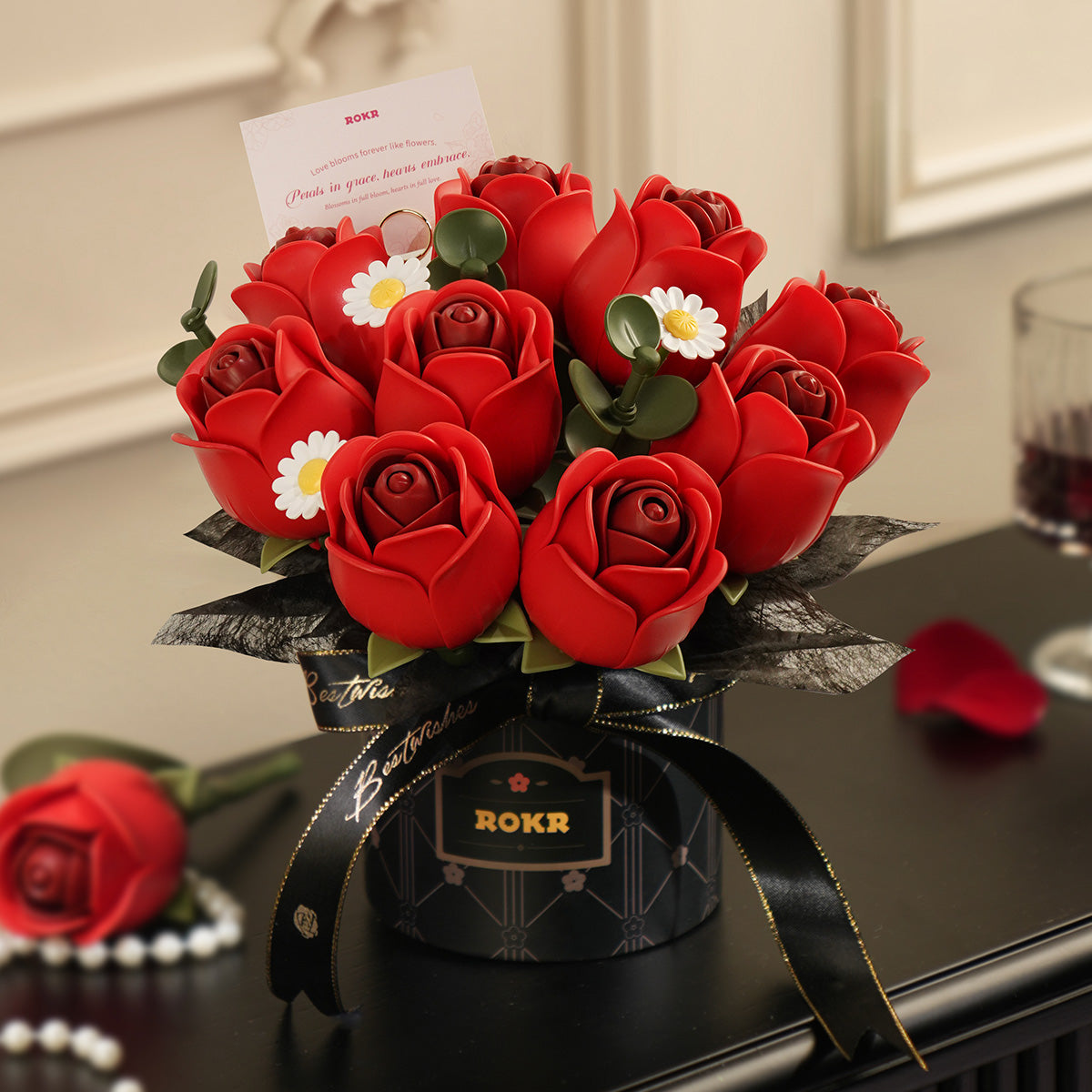 Red Rose Bouquet DIY 3D Puzzle