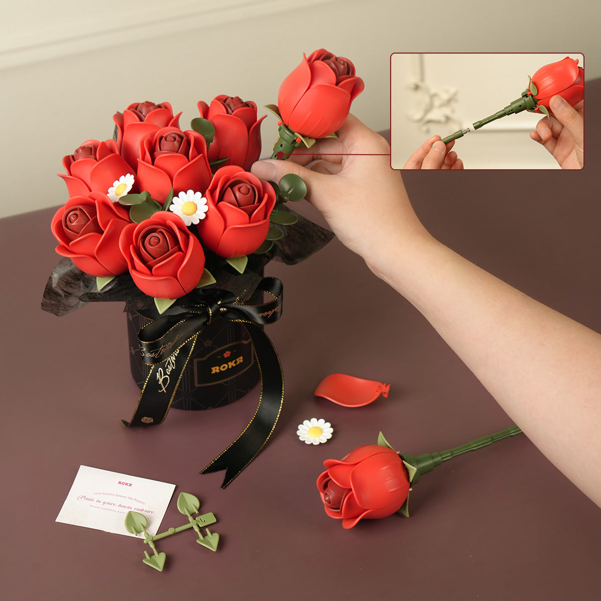 Red Rose Bouquet DIY 3D Puzzle