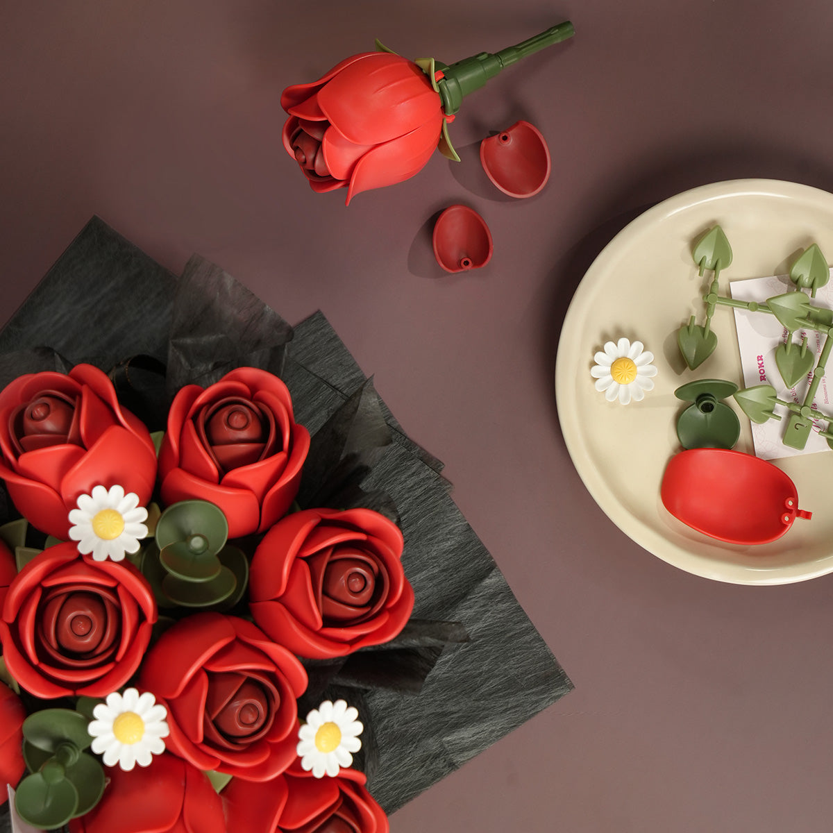 Red Rose Bouquet DIY 3D Puzzle