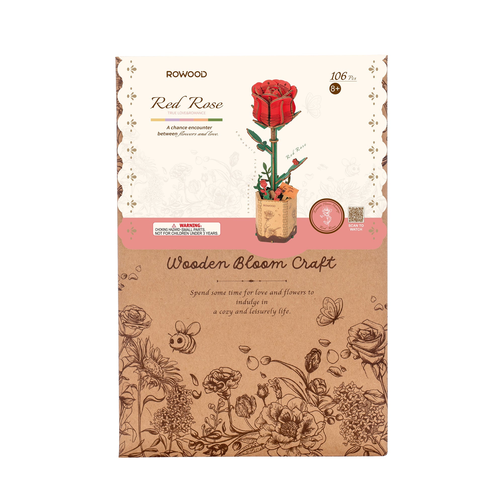 Red Rose DIY Flower 3D Puzzle