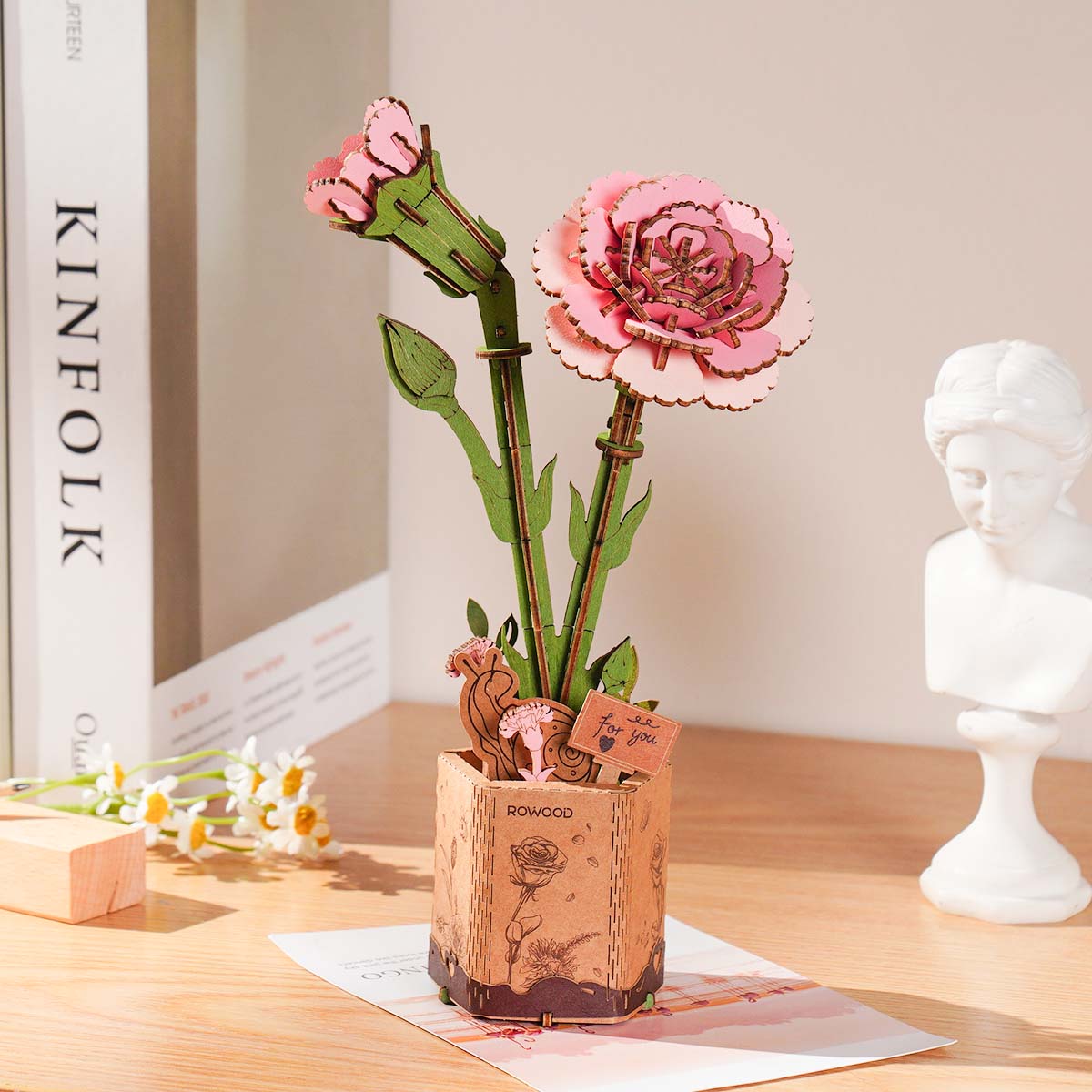 Pink Carnation DIY Flower 3D Puzzle