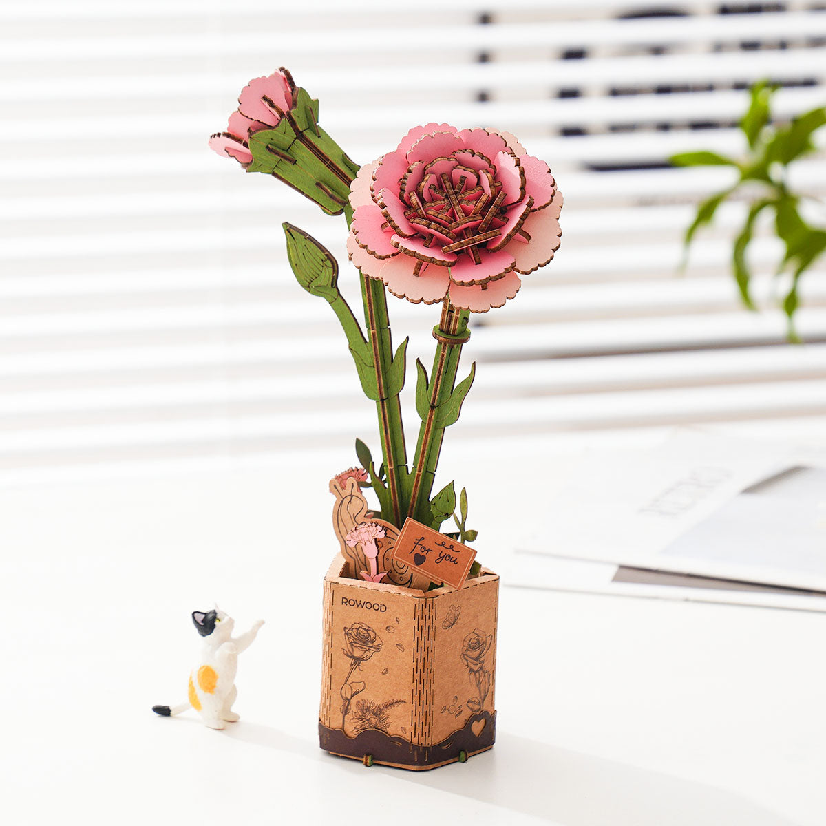 Pink Carnation DIY Flower 3D Puzzle