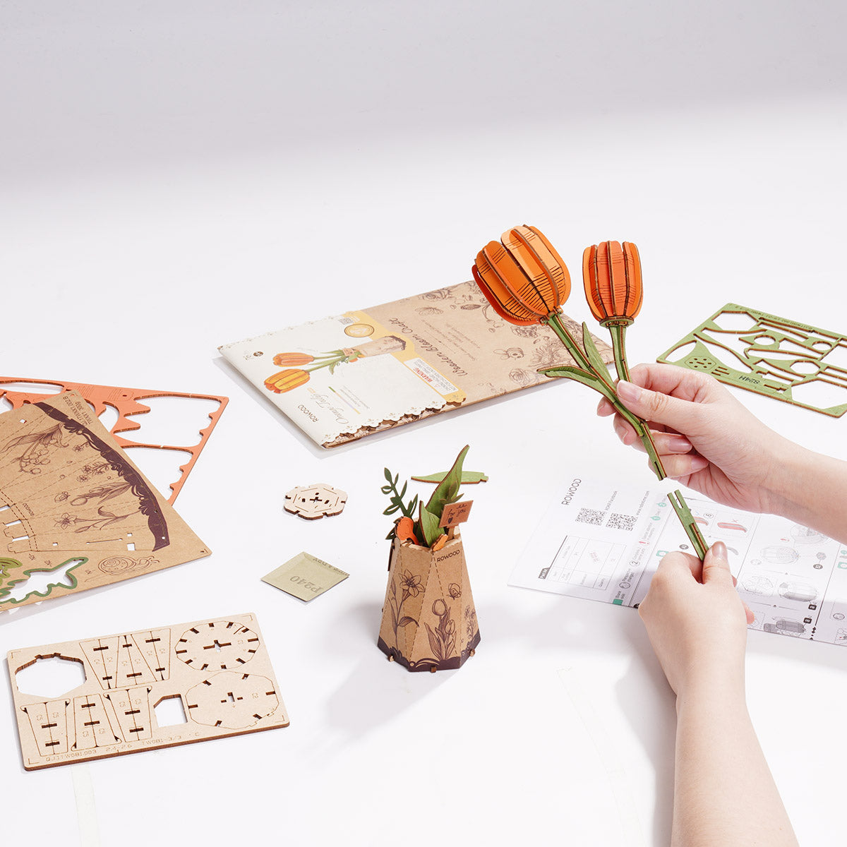 Orange Tulip DIY Flower 3D Puzzle