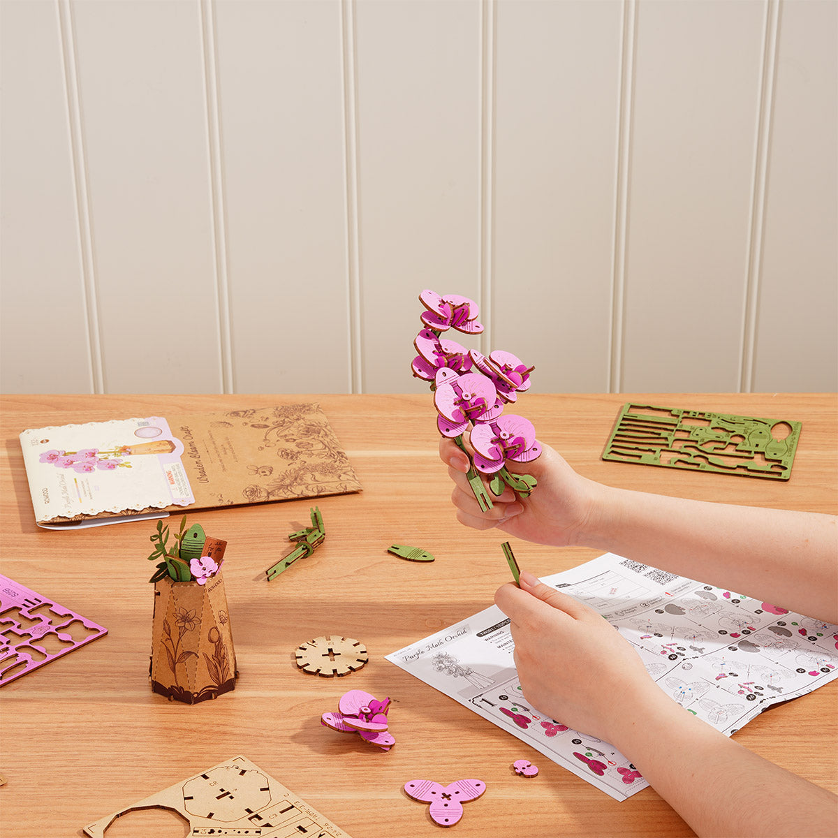 Purple Moth Orchid DIY Flower 3D Puzzle